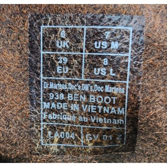 Doc Dr Martens 939 Ben Boot Womens Size 8 Brown Leather Lace Up Work Ankle Boots - Picture 10 of 10